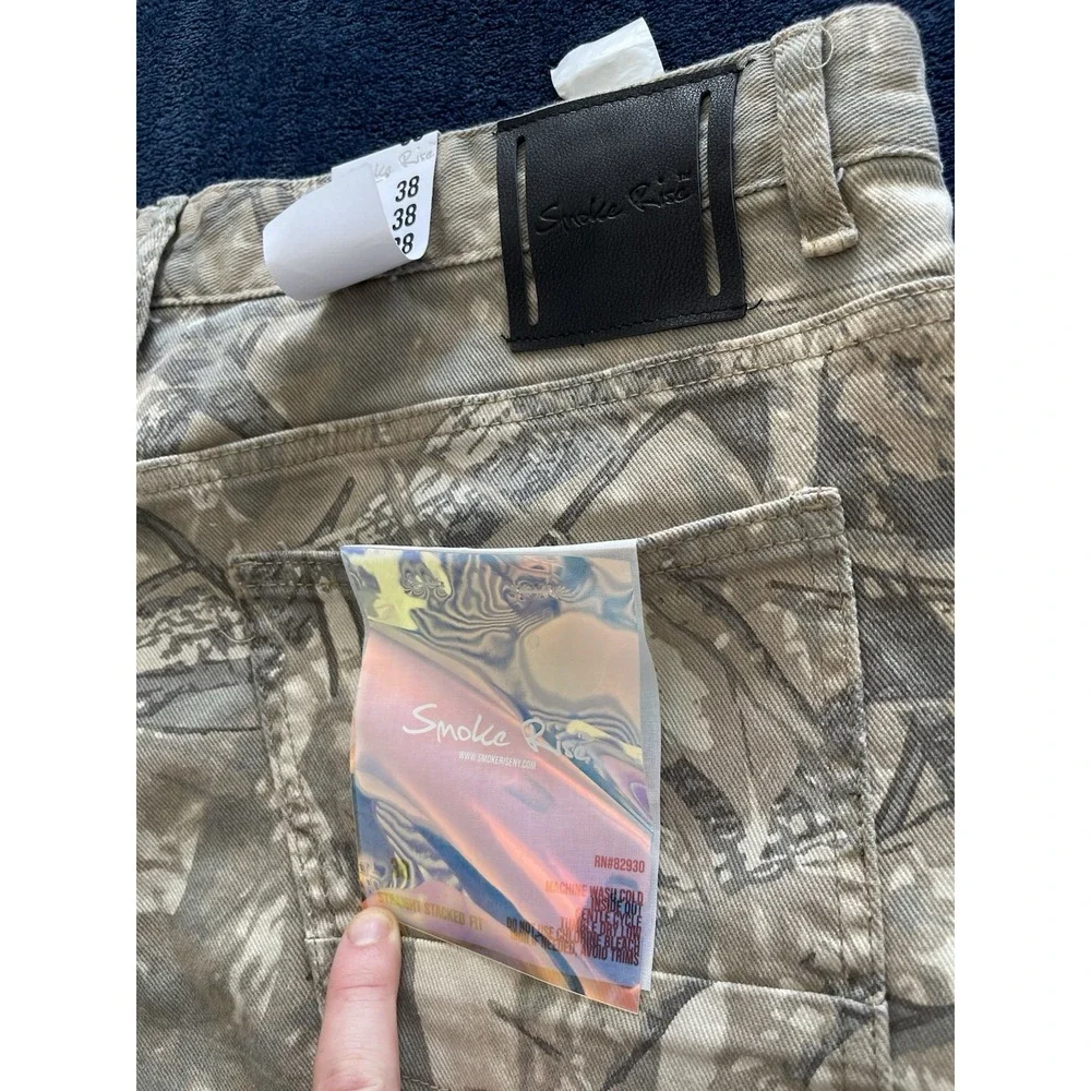 NWT Smoke Rise Cargo Pants Mens 38/34 Sand Camo Straight Stacked Fit - 6 Pockets